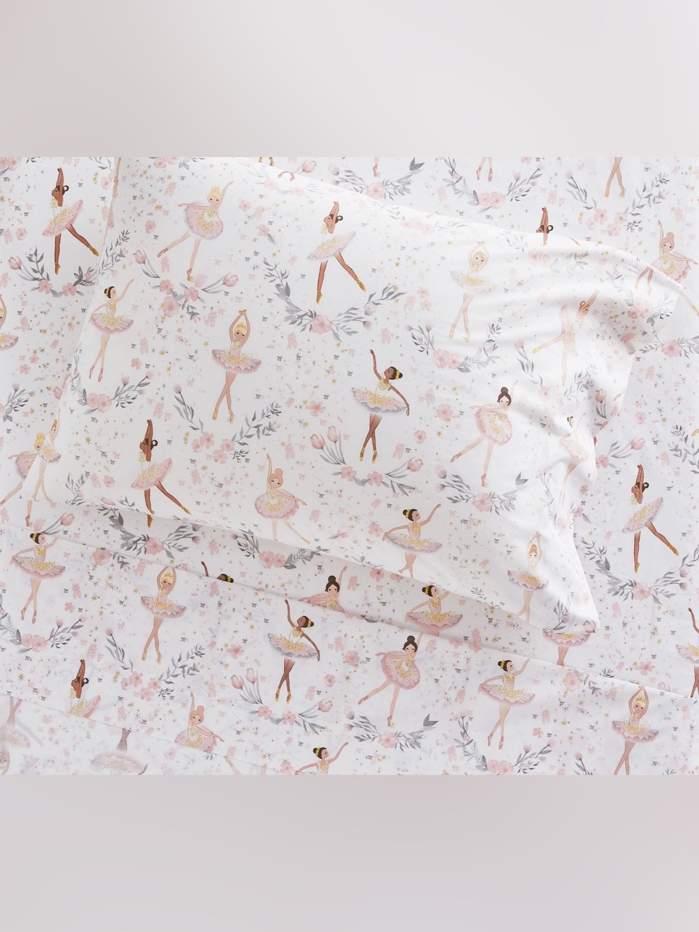 Pottery Barn Kids Pink Ballerina Organic Cotton Twin Sheet Set NEW